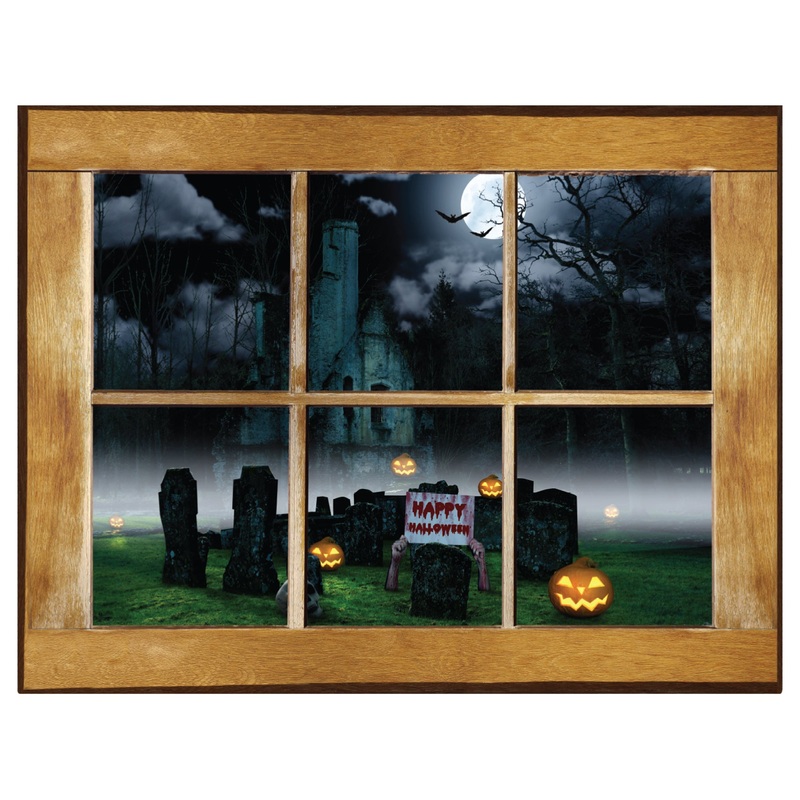 Halloween:  Creepy Icon Instant Windows        –   Removable Wall   Adhesive Decal