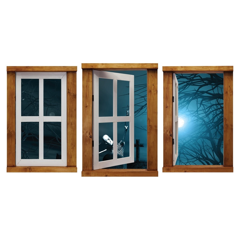 Halloween: Skeleton Icon Instant Windows        –   Removable Wall   Adhesive Decal