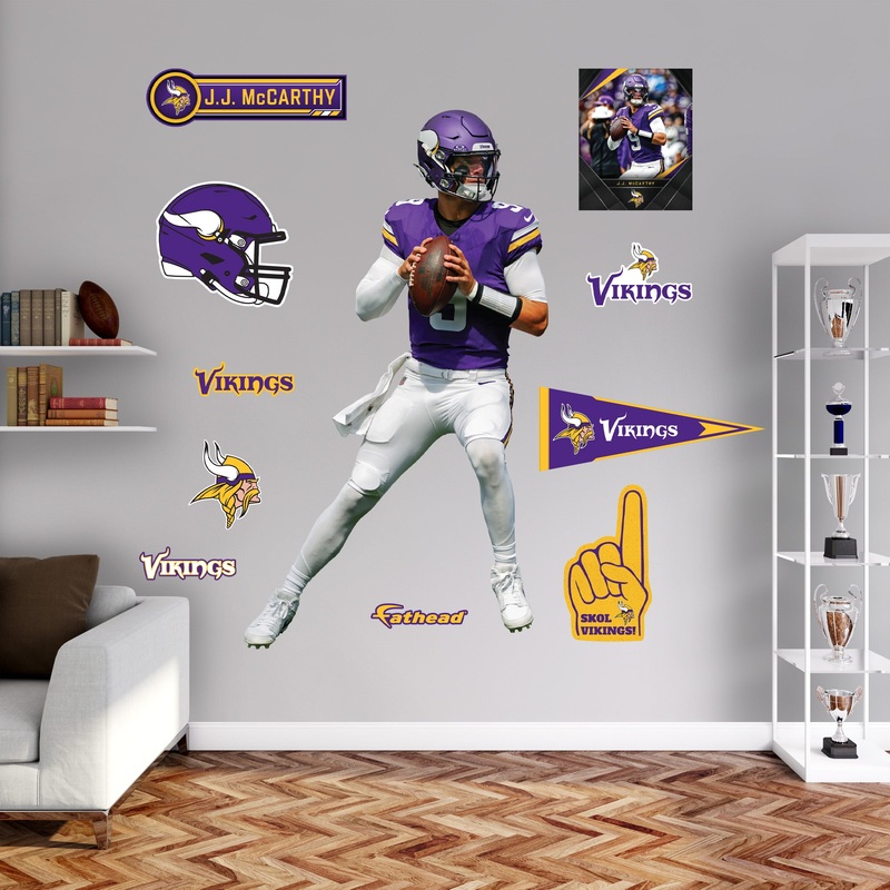 J.J. McCarthy – RealBig Collection – Official NFL – Minnesota Vikings – Reusable Vinyl Wall Decals