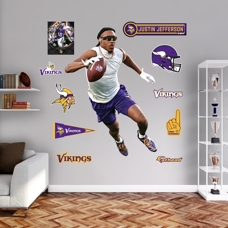 Justin Jefferson – RealBig Warmups Collection – Official NFL – Minnesota Vikings – Reusable Vinyl Wall Decals