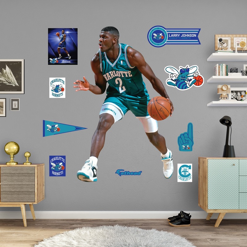Larry Johnson – RealBig Legend Collection – Official NBA – Charlotte Hornets – Reusable Vinyl Wall Decals
