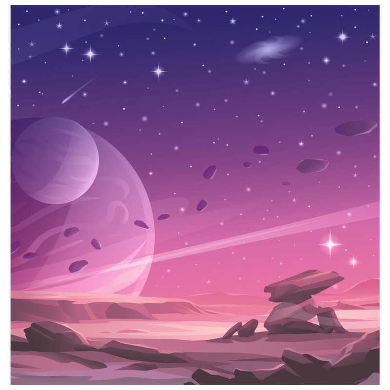 Planets:  Pink Universe Mural        –   Removable     Adhesive Decal