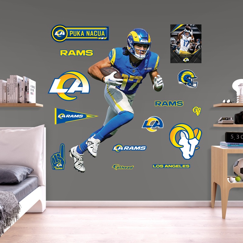 Puka Nacua – RealBig Collection – Official NFL – Los Angeles Rams – Reusable Vinyl Wall Decals