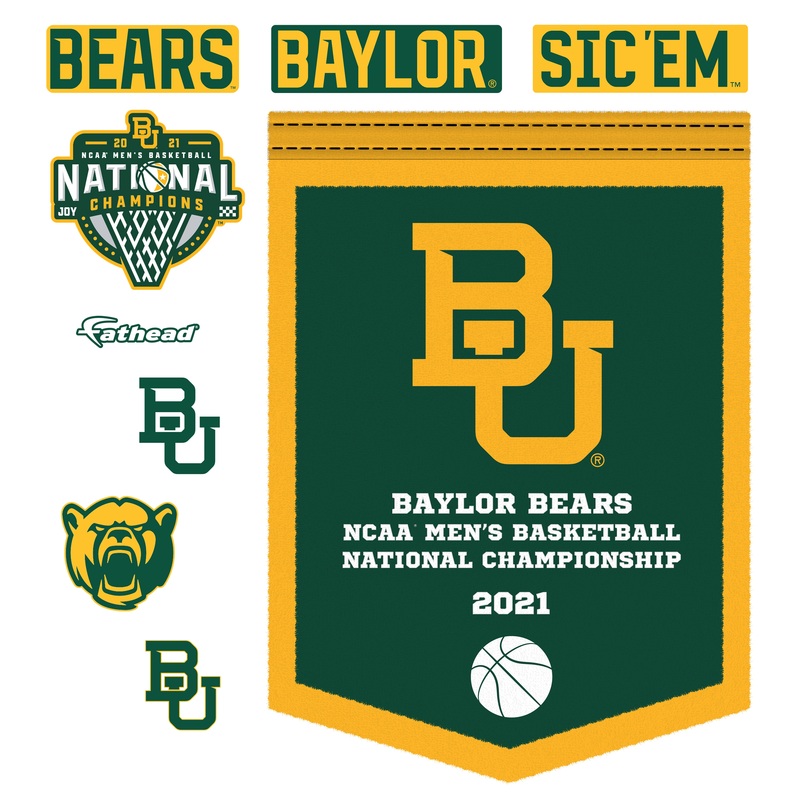 Baylor Bears Men’s Basketball Championships – RealBig Banner Collection – Official NCAA – Baylor University – Reusable Vinyl Wall Decals