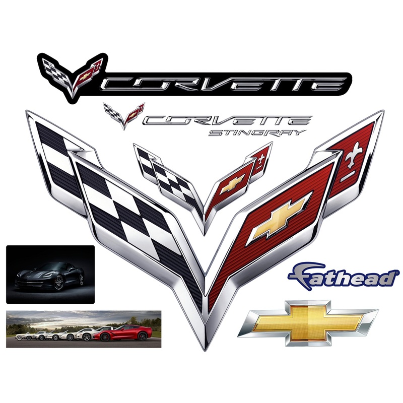 Chevrolet: Corvette Crossed Flags Logo        – Officially Licensed General Motors Removable     Adhesive Decal