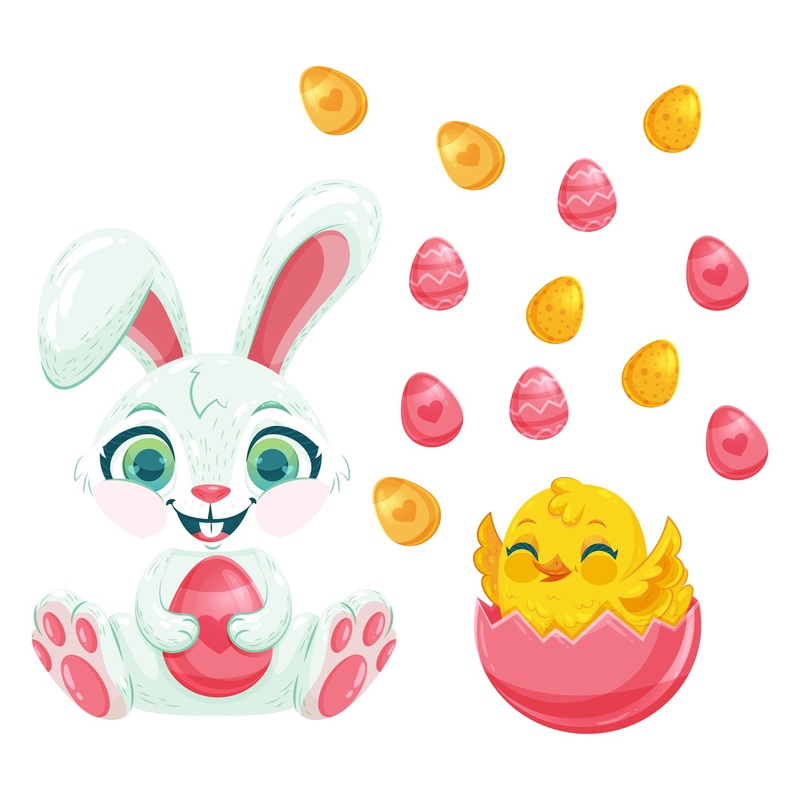 Easter:  Bunny and Chick Icon        –   Removable     Adhesive Decal