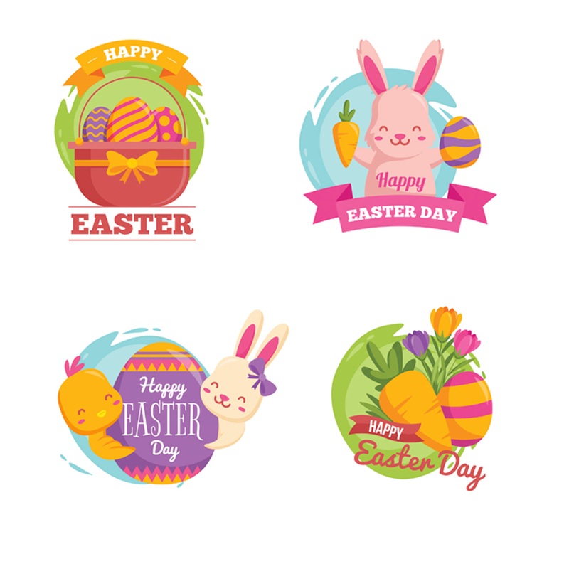 Easter:  Happy Easter Labels        –   Removable     Adhesive Decal