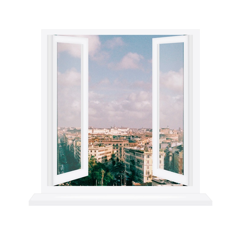 Mediterranean City Instant Window        –   Removable     Adhesive Decal