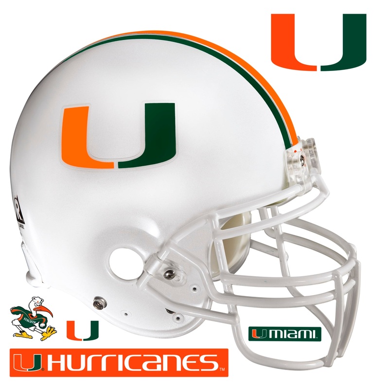Miami Hurricanes – RealBig Helmet Collection – Official NCAA – University of Miami – Reusable Vinyl Wall Decals