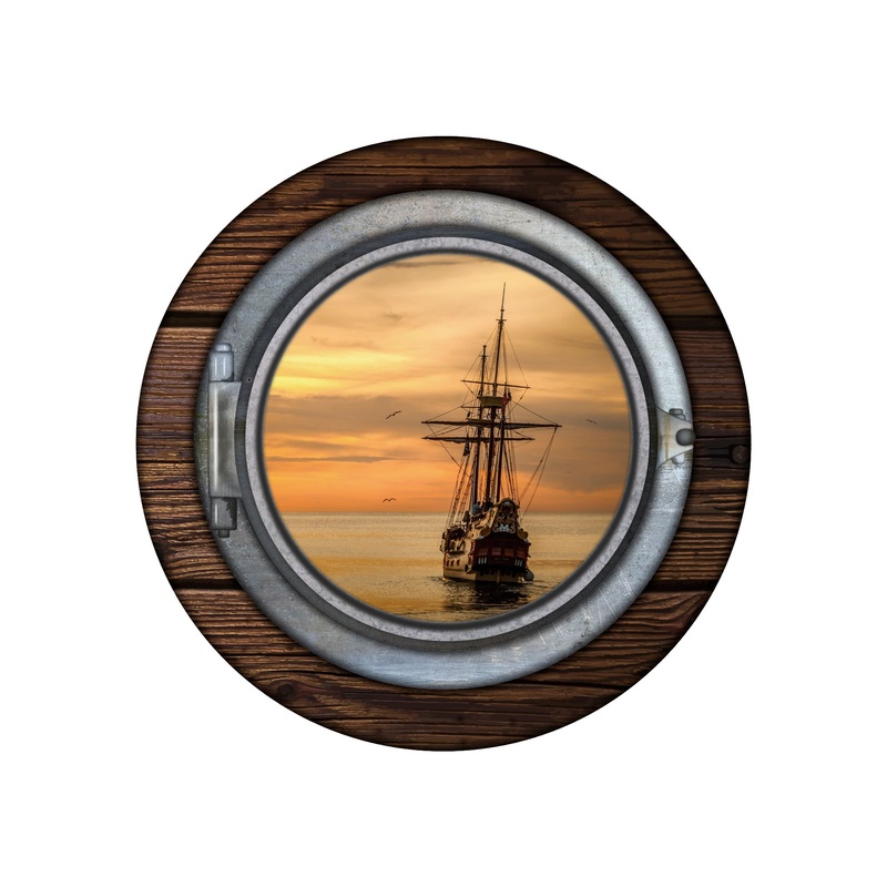 Pirate Boat Instant Window        –   Removable     Adhesive Decal