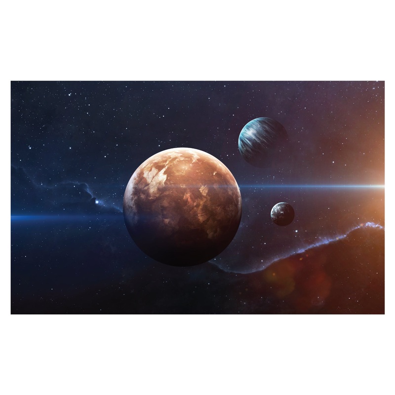 Planets: Three Planets Mural        –   Removable     Adhesive Decal