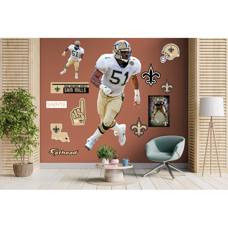 Sam Mills – RealBig Legend Collection – Official NFL – New Orleans Saints – Reusable Vinyl Wall Decals