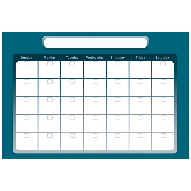 Calendars: All Blue One Month Calendar Dry Erase – Removable Adhesive Decal
