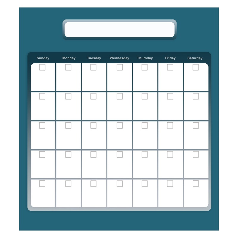 Calendars: All Blue Square One Month Calendar Dry Erase – Removable Adhesive Decal