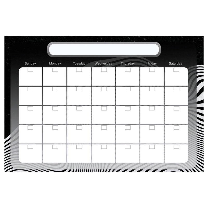Calendars: Black and White One Month Calendar Dry Erase – Removable Adhesive Decal