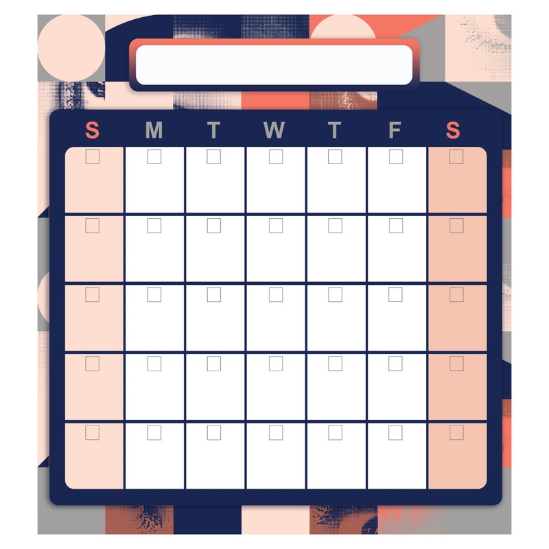 Calendars: Color Block One Month Calendar Dry Erase – Removable Adhesive Decal