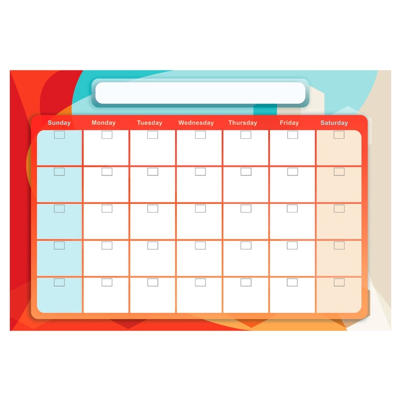 Calendars: Complementary One Month Calendar Dry Erase – Removable Adhesive Decal
