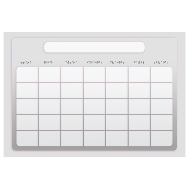 Calendars: Grey One Month Calendar Dry Erase – Removable Adhesive Decal
