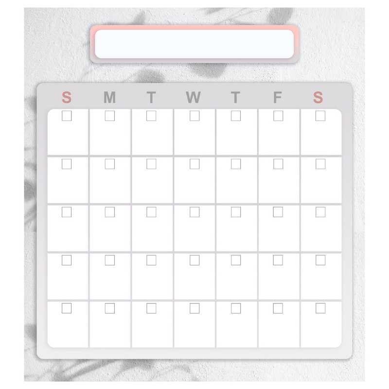 Calendars: Grey Shadows One Month Calendar Dry Erase – Removable Adhesive Decal