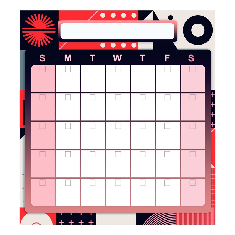 Calendars: Macro Geometric One Month Calendar Dry Erase – Removable Adhesive Decal