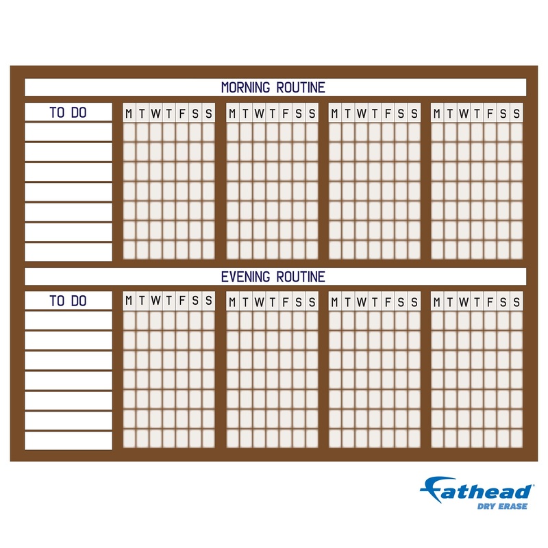 Chart:  Brown Routine Chart Dry Erase        –   Removable     Adhesive Decal