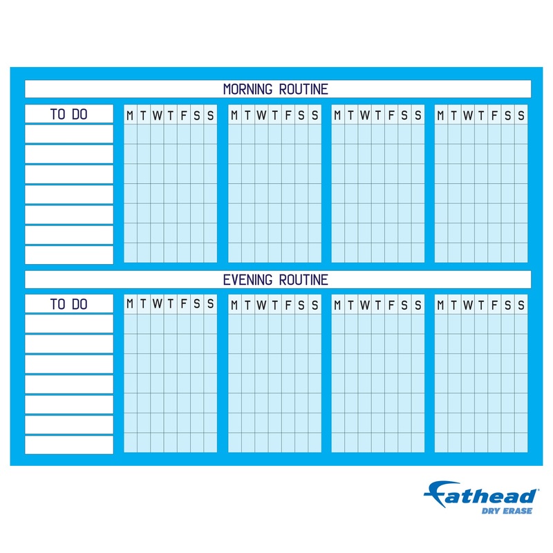 Chart:  Cyan Routine Chart Dry Erase        –   Removable     Adhesive Decal