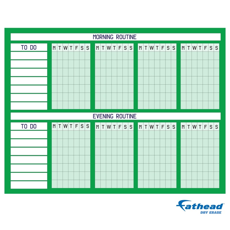 Chart:  Green Routine Chart Dry Erase        –   Removable     Adhesive Decal