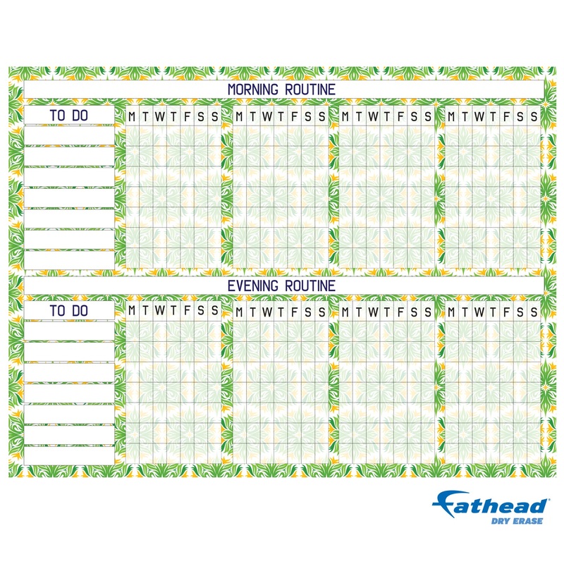 Chart:  Nature Routine Chart Dry Erase        –   Removable     Adhesive Decal