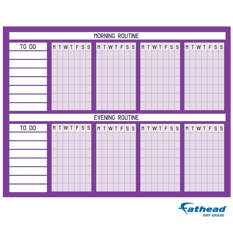 Chart:  Purple Routine Chart Dry Erase        –   Removable     Adhesive Decal