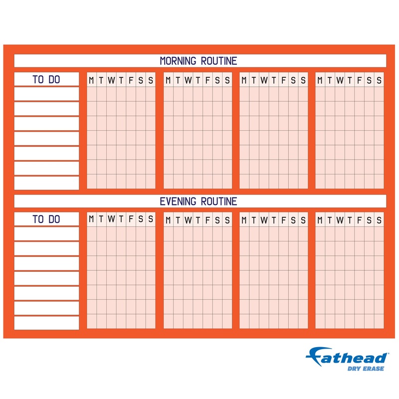 Chart:  Red Routine Chart Dry Erase        –   Removable     Adhesive Decal