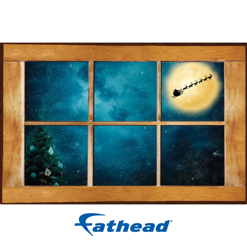 Christmas:  Flying Santa Instant Windows        –   Removable     Adhesive Decal