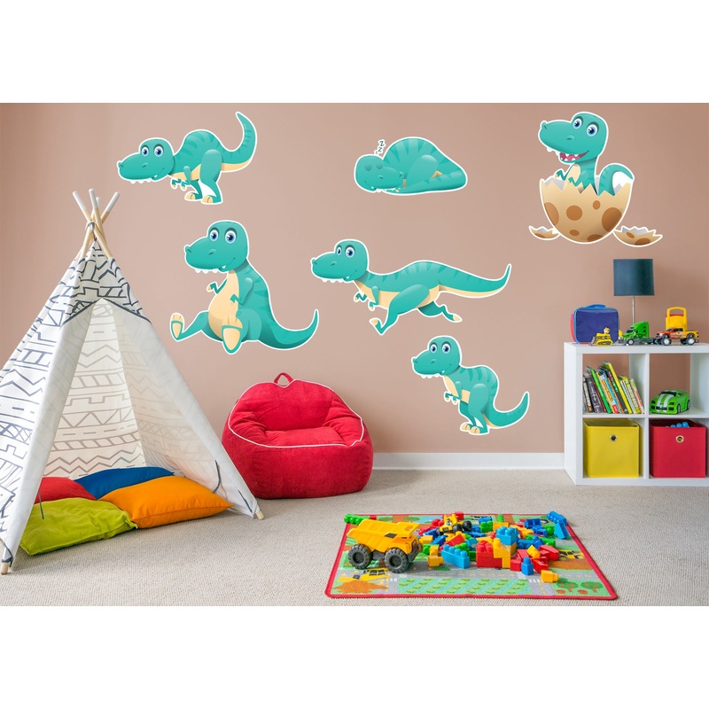 Dinosaur:  Blue Dino Collection        –   Removable     Adhesive Decal