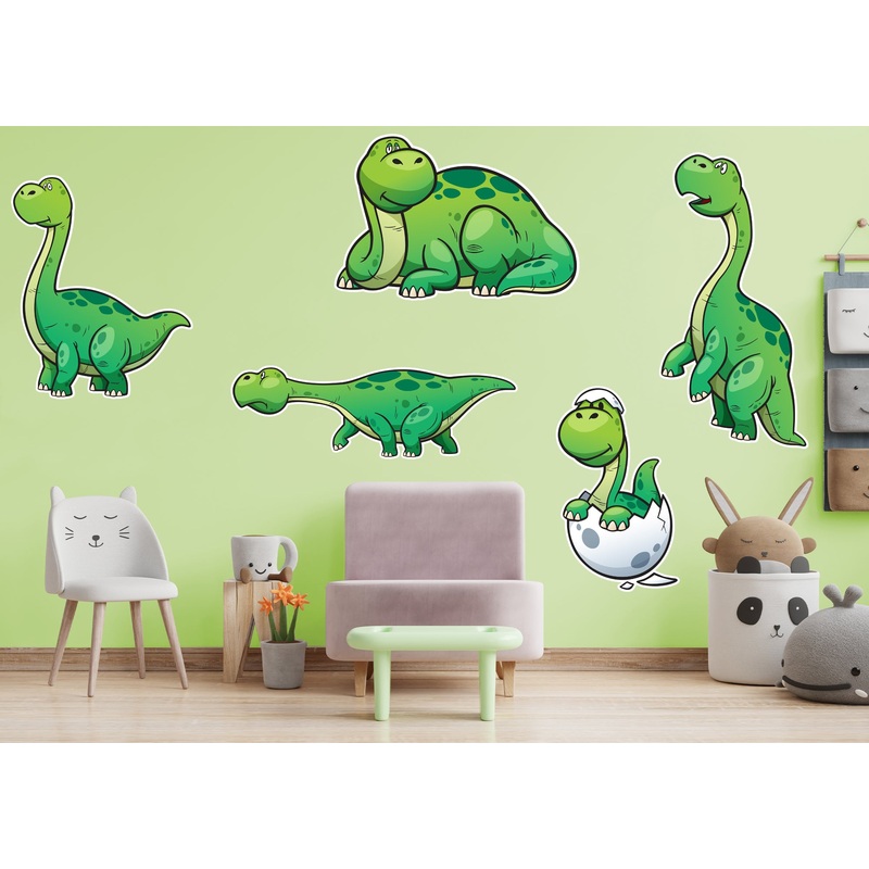 Dinosaur:  Green Little Dino Collection        –   Removable     Adhesive Decal
