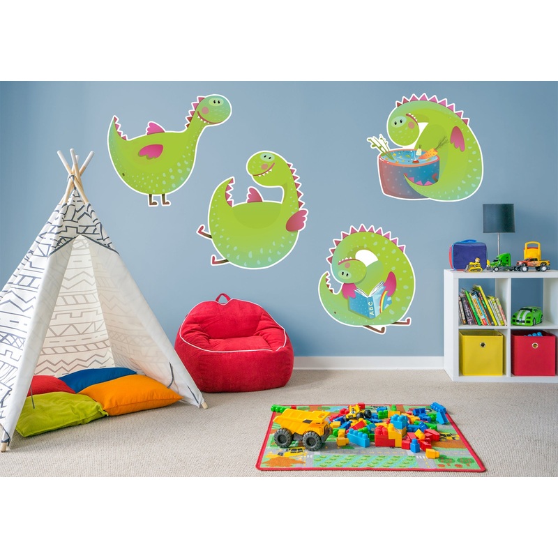 Dinosaur:  Happy Green Dino Collection        –   Removable     Adhesive Decal