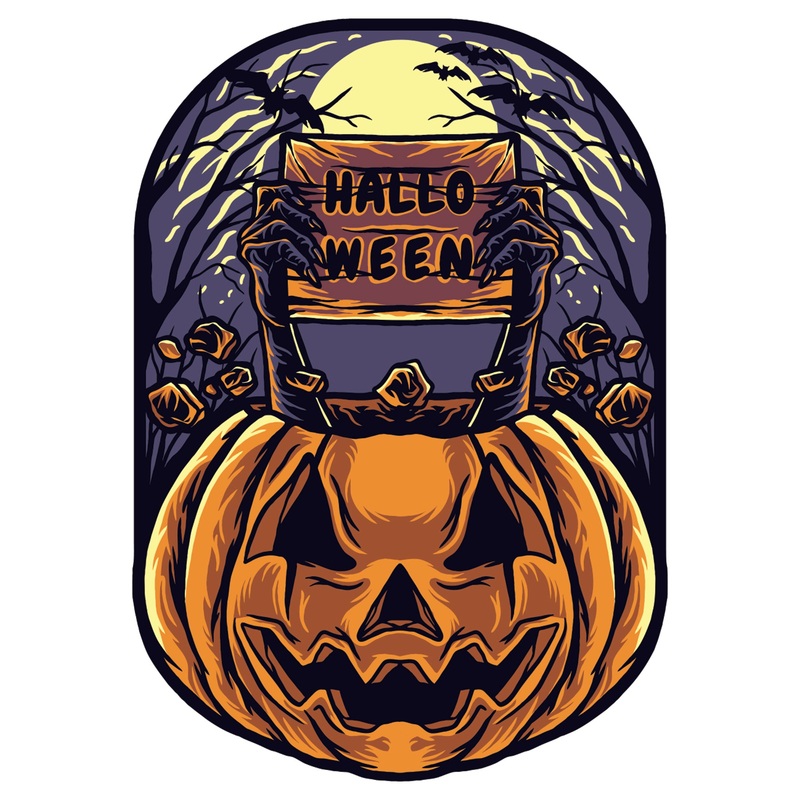 Halloween:  Angry Pumpkin Icon        –   Removable     Adhesive Decal