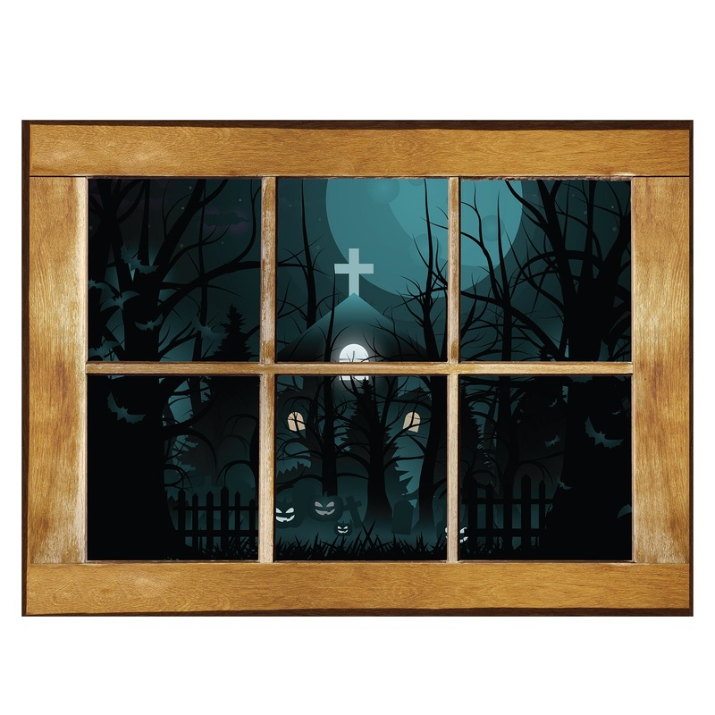 Halloween:  Church Icon Instant Windows        –   Removable     Adhesive Decal