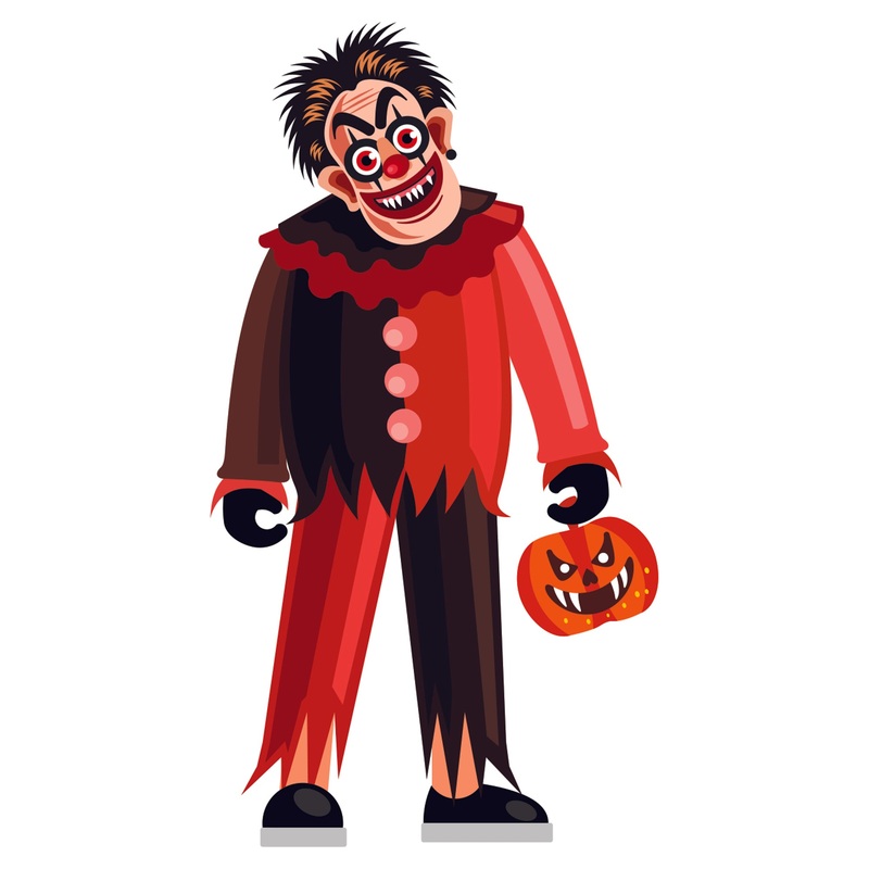 Halloween:  Clown with Pumpkin Icon        –   Removable     Adhesive Decal