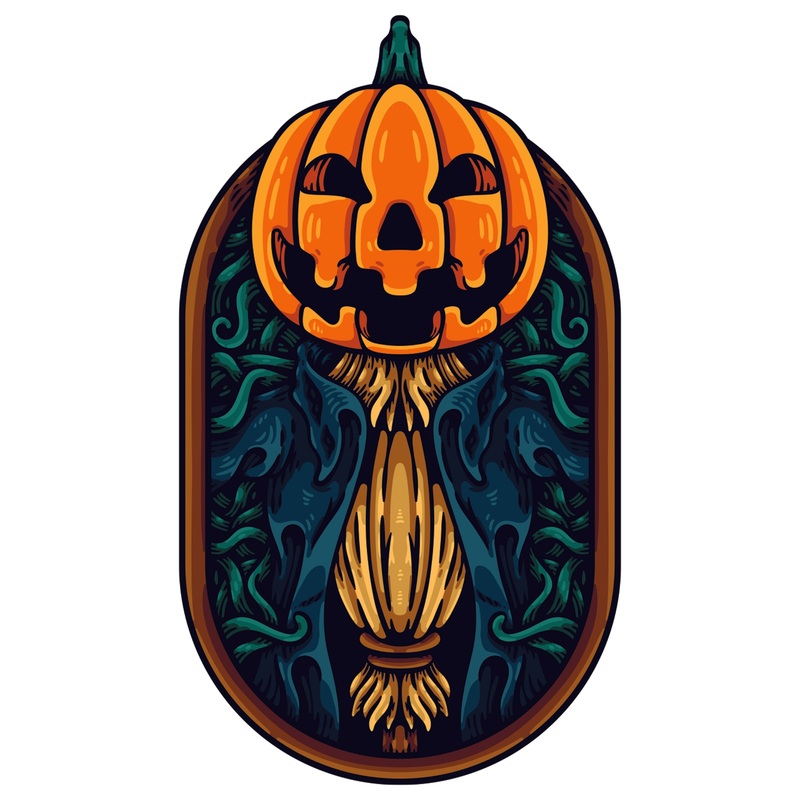 Halloween:  Pumpkin Scarecrow Icon        –   Removable     Adhesive Decal