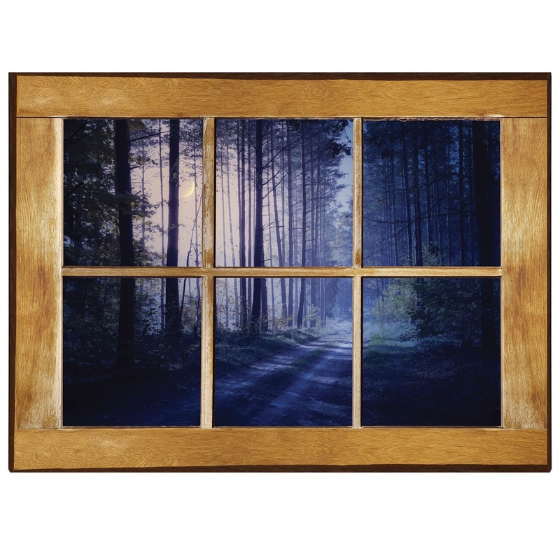 Halloween:  Wood Icon Instant Windows        –   Removable     Adhesive Decal