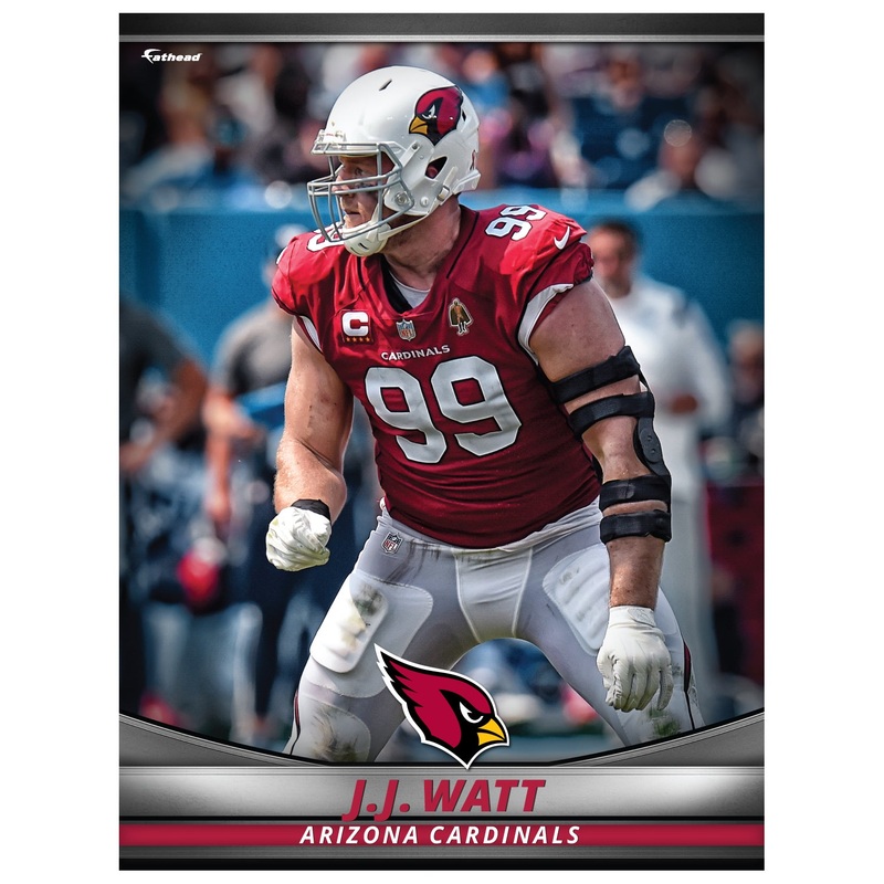 J.J. Watt – GameStars Series – Peel & Stick Poster – Official NFL – Arizona Cardinals – Reusable Vinyl Wall Decal