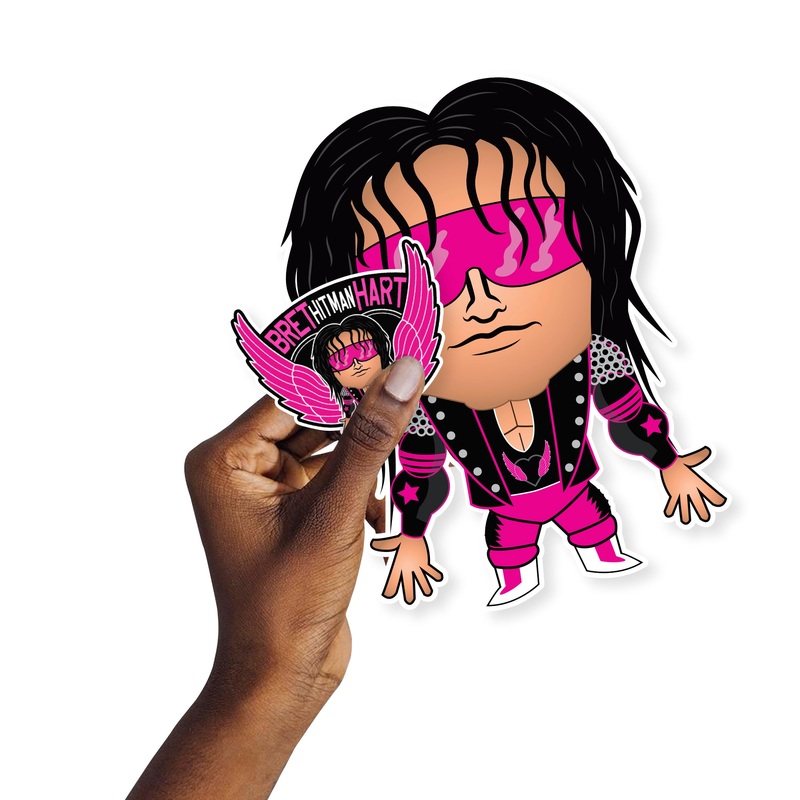 Brett Hitman Hart – 5 Minis (Mixed Sizes) – Official WWE – Reusable Vinyl Decals