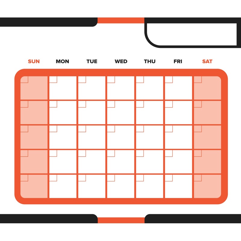 Calendars: Black and Red Modern One Month Calendar Dry Erase – Removable Adhesive Decal