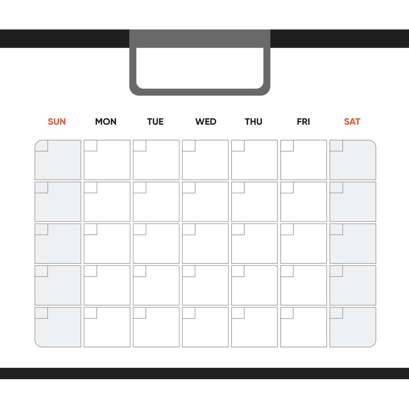 Calendars: Contrasts Modern One Month Calendar Dry Erase – Removable Adhesive Decal