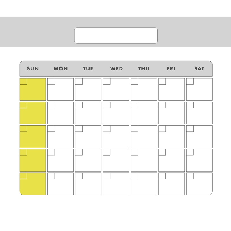 Calendars: Double Modern One Month Calendar Dry Erase – Removable Adhesive Decal
