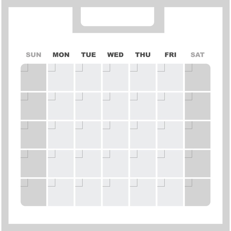 Calendars: Grey Square Modern One Month Calendar Dry Erase – Removable Adhesive Decal