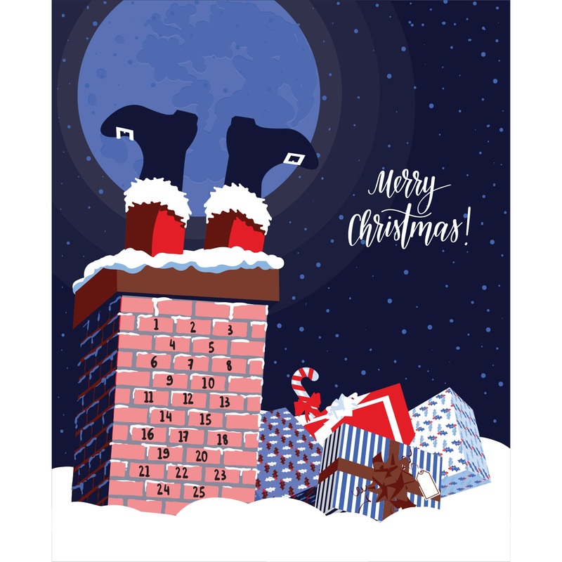 Christmas: Chimney Calendar Dry Erase – Removable Adhesive Decal