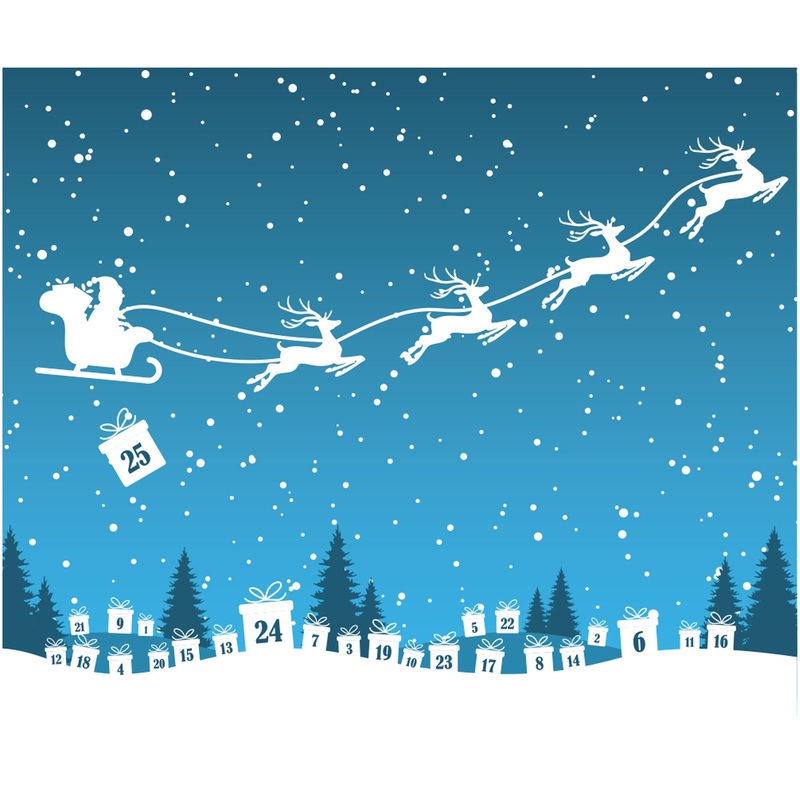 Christmas: Dropping Gifts Calendar Dry Erase – Removable Adhesive Decal