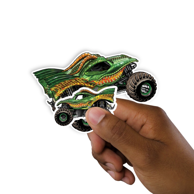 Dragon – 5 Minis (Mixed Sizes) – Official Monster Jam – Reusable Vinyl Decals