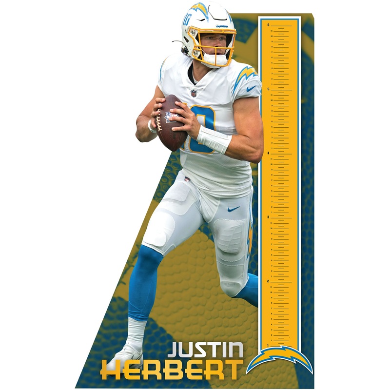 Justin Herbert – Growth Chart – Official NFL – Los Angeles Chargers – Reusable Vinyl Wall Decal