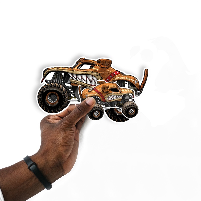 Monster Mutt – 5 Minis (Mixed Sizes) – Official Monster Jam – Reusable Vinyl Decals